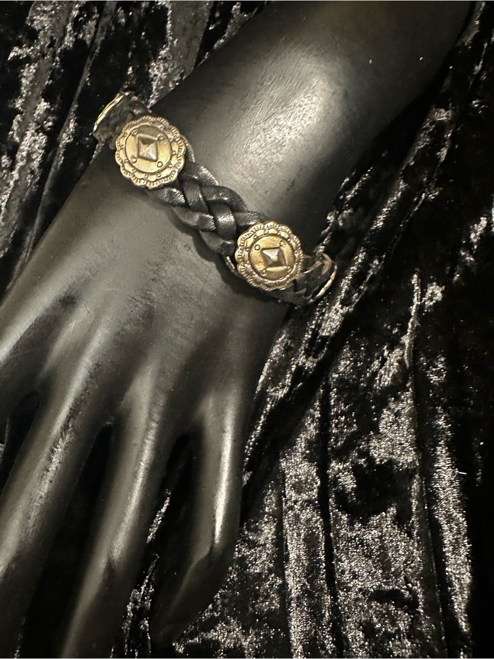 Vintage Brighton Braided Leather Bracelet- Black